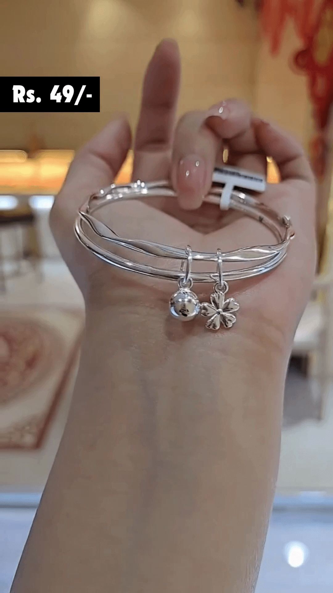 Diamond Silver Hand Bangles For Girls