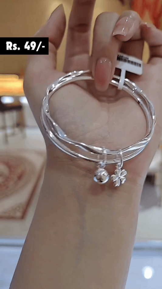 Diamond Silver Hand Bangles For Girls